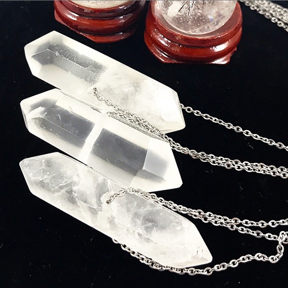 -LARGE- Raw Double Pointed Quartz Pendant - Picture 2 of 7